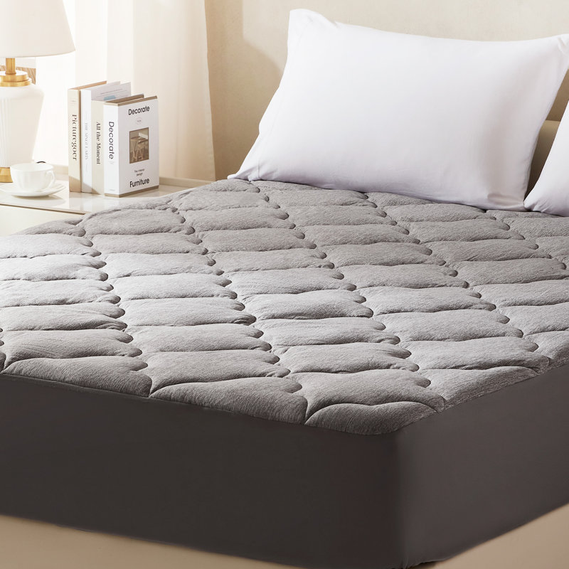 Mattress Pad Jersey Quilted Knit Fitted Mattress Topper Protector with Deep Pocket, Twin XL