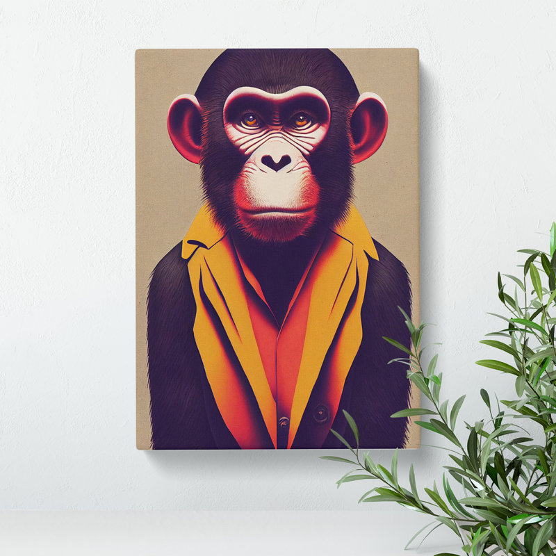 Dashing Monkey - Wrapped Canvas, 76cm H x 50cm W x 3cm D