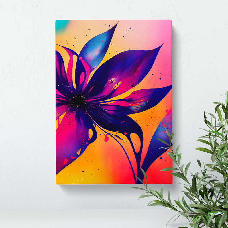 Paint Splash Flowers No.4 Abstract - Wrapped Canvas, 60cm H x 40cm W x 3cm D