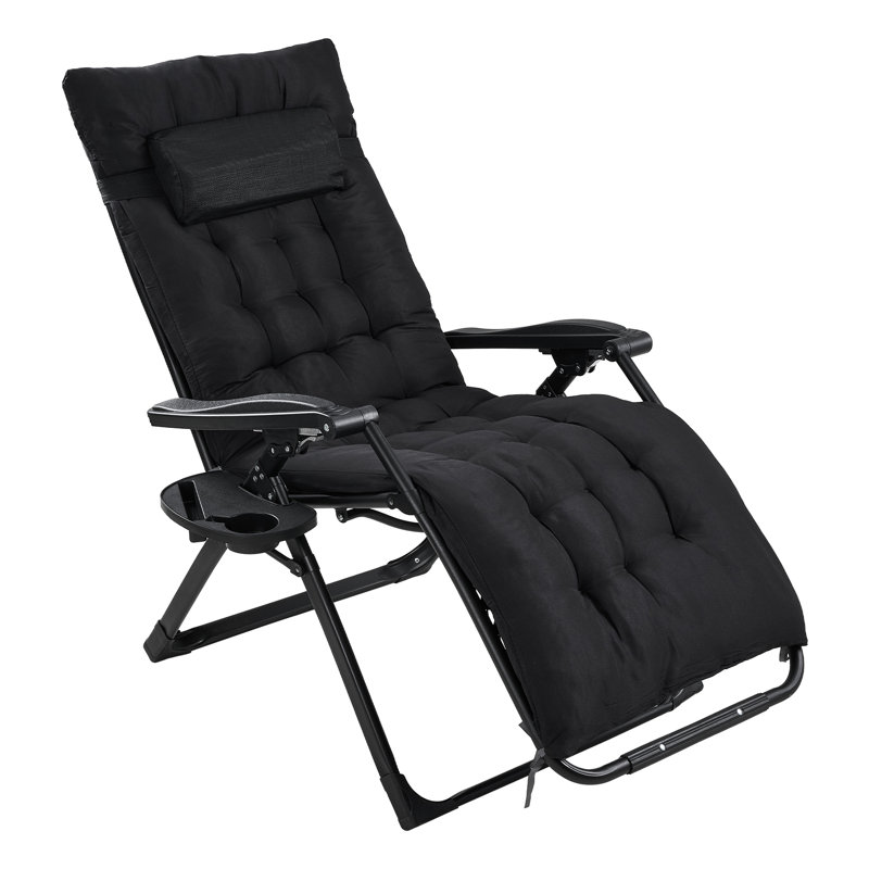 Zero Gravity Outdoor Recliner with Seat Cushion & Headrest, Black