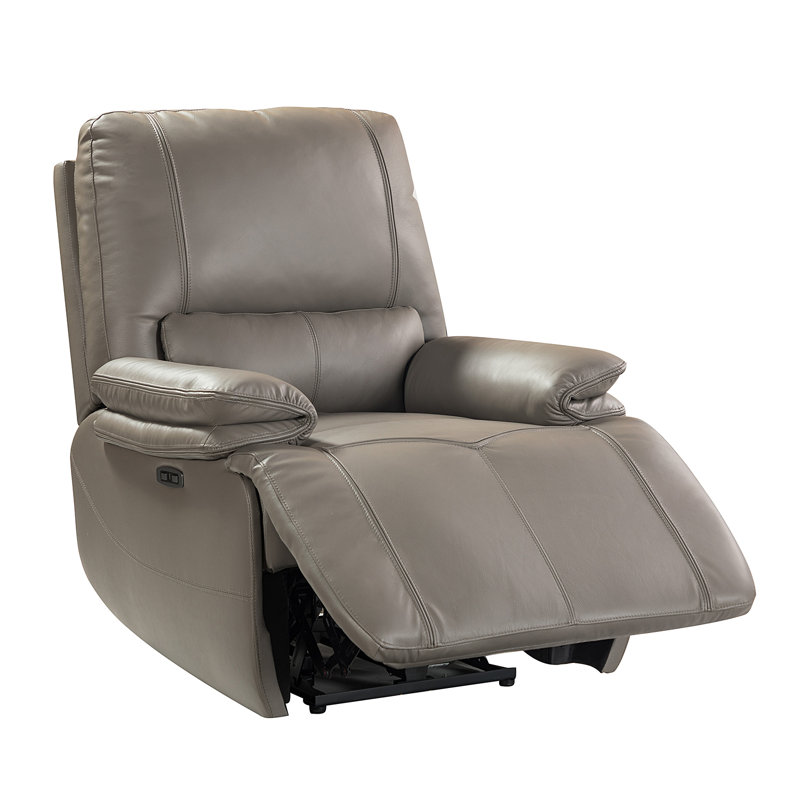 Fauteuil inclinable électrique en cuir véritable Carrina, Cuir véritable colombe