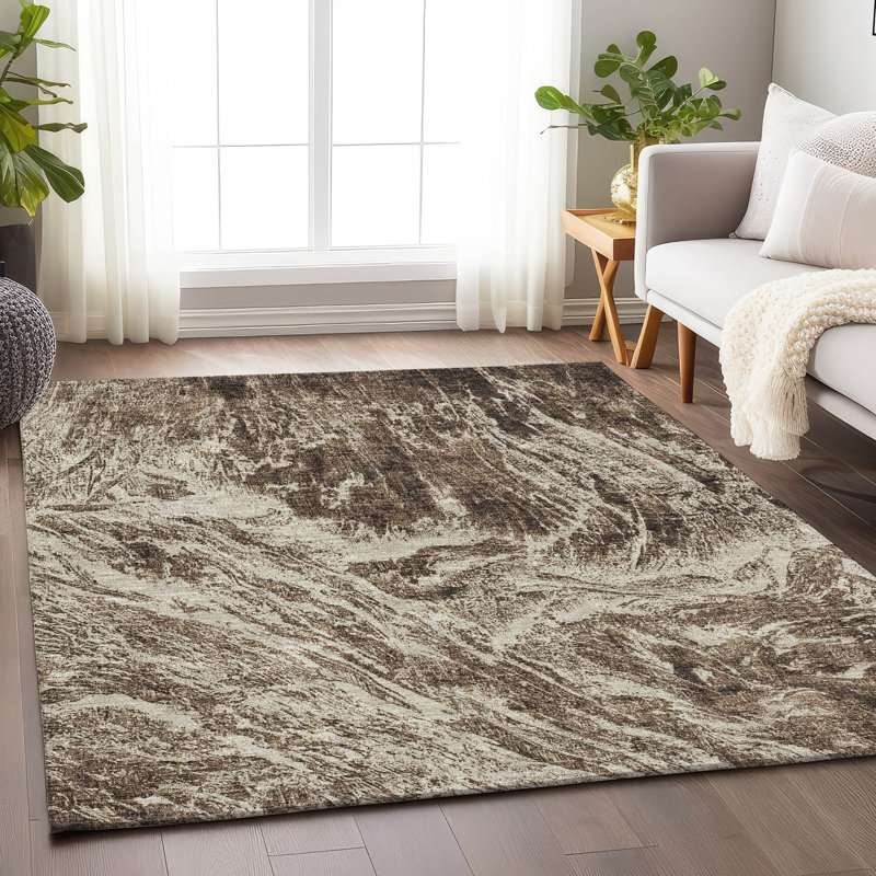 Premium Machine Washable Prisco Brown Rug, Rectangle 8' x 10'