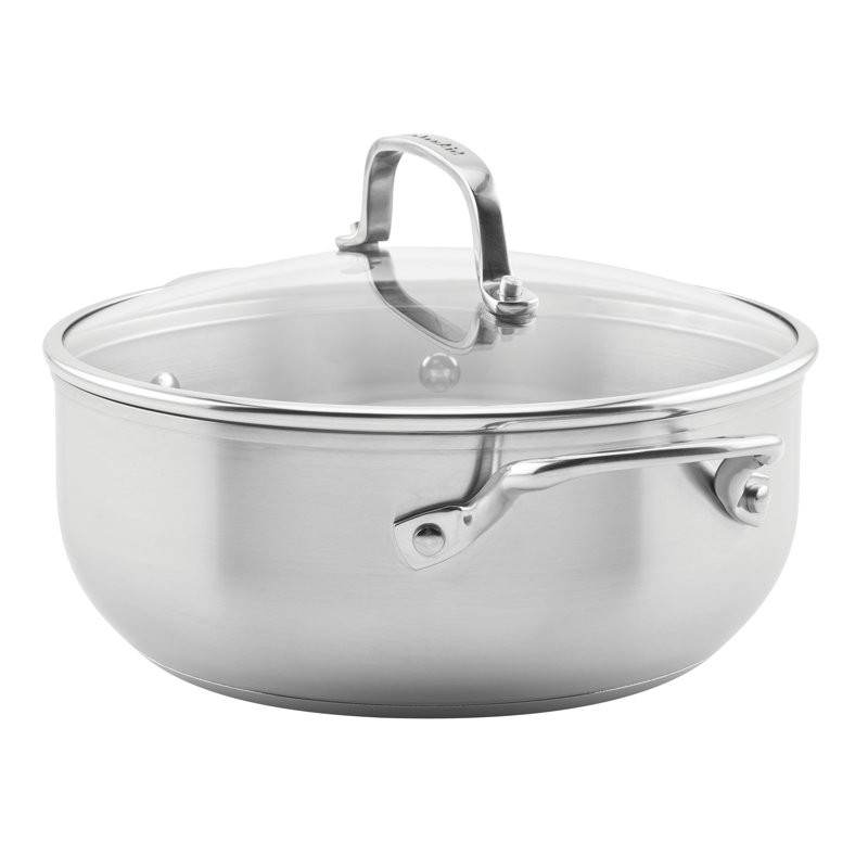 KitchenAid 3-Ply Base Stainless Steel Casserole with Lid, 4-Quart, Brushed Stainless Steel