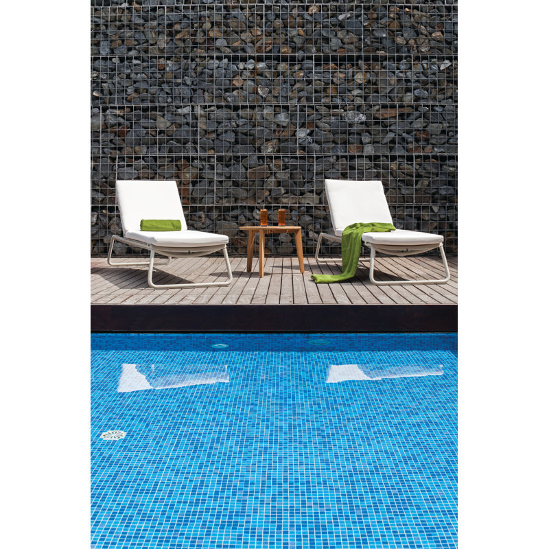 Corail Reclining Chaise Lounge with Cushions, Pastel Blue