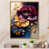 Toile avec cadre flottant or