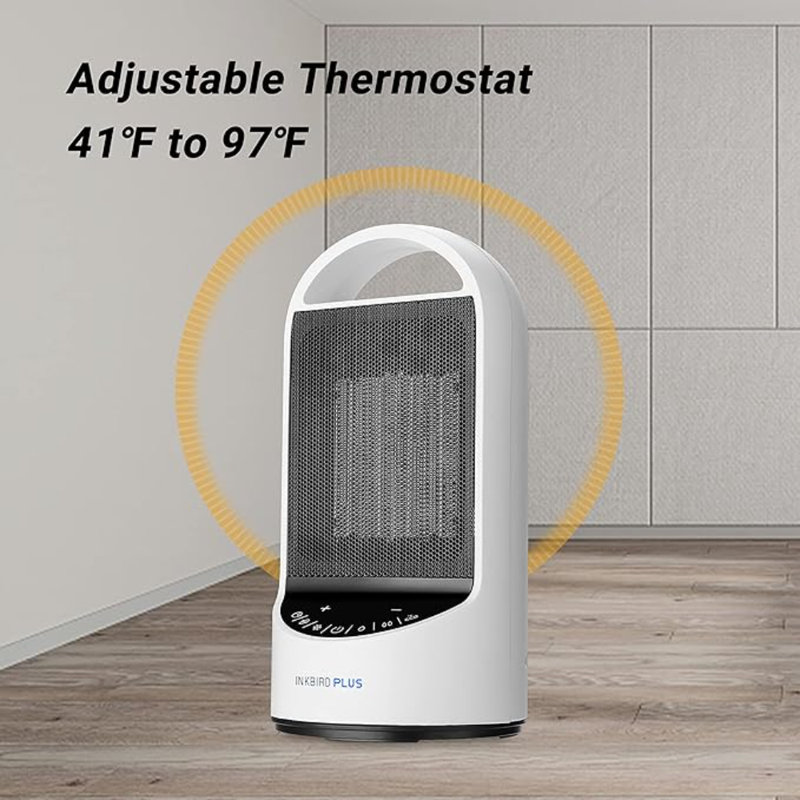 INKBIRDPLUS 1500W Electric Heaters For Indoor Use With Timer Remote And 3 Modes, Overheating Tip-Over Protection For Office, Bedroom, Space Heater For Large Room