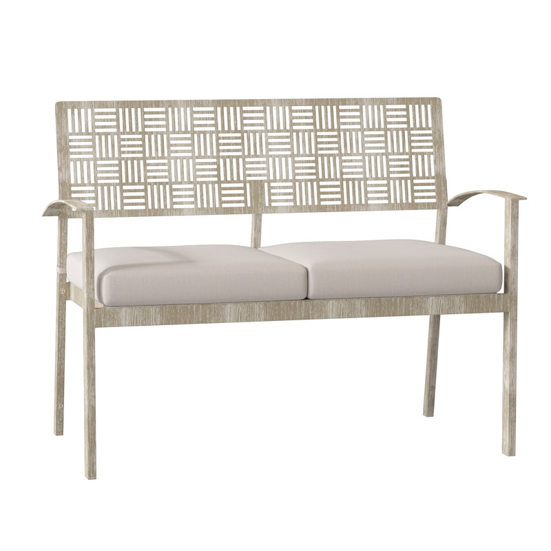 Banc de jardin New Century, Toile Sunbrella® mouchetée, Blanc patiné