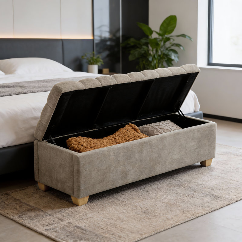 Banc de repose-pieds capitonné l 60,2 po, Taupe