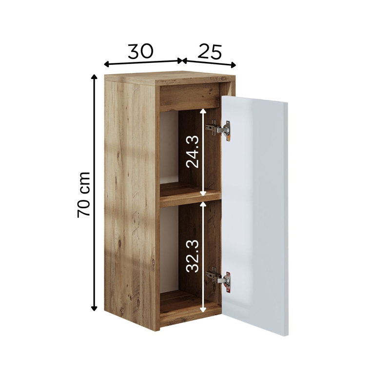 Bittencourt Bathroom Towel Storage Cabinet, White/Oak