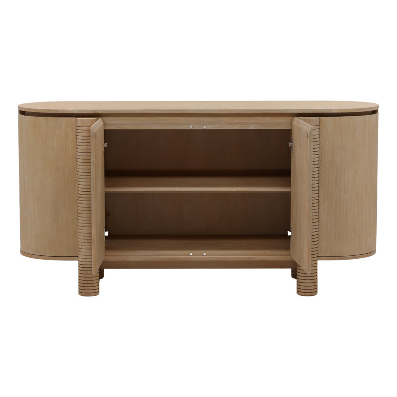 Stefan 63" Wide Sideboard, Black, Light Natural