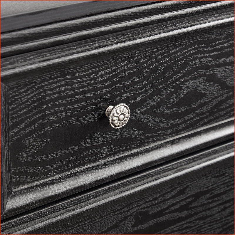 Dresser 5 Drawer Modern Farmhouse Black | Anti-Tipping | Smooth Slides | MDF | Living Room