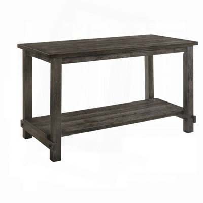 Contemporary Counter Height Table With Storage Shelf Classic Grey Finish Wooden Dining Furniture 1Pc