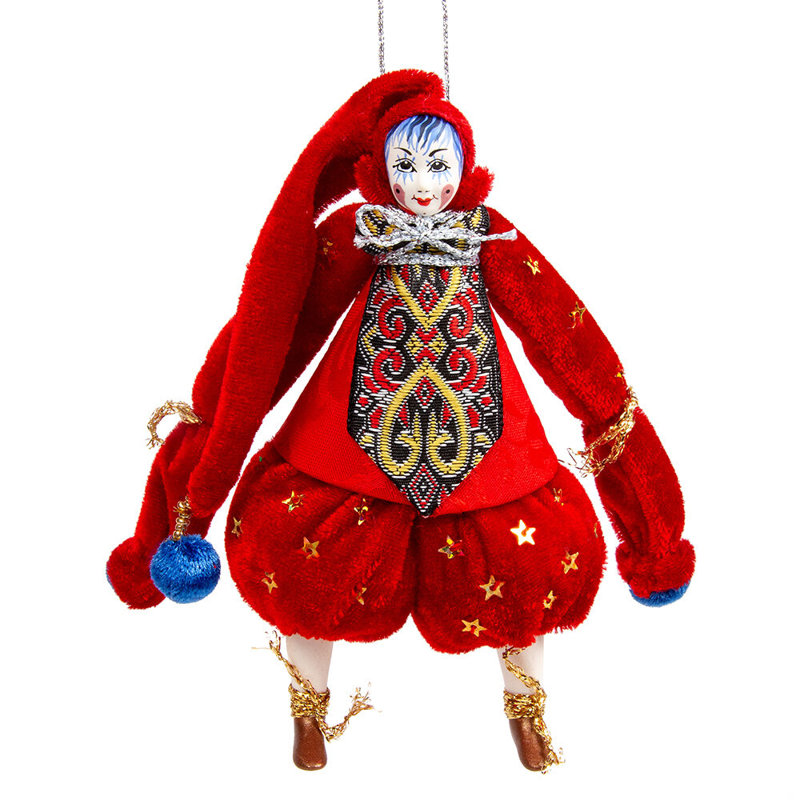 Décoration d'arbre en porcelaine rouge faite à la main Clown