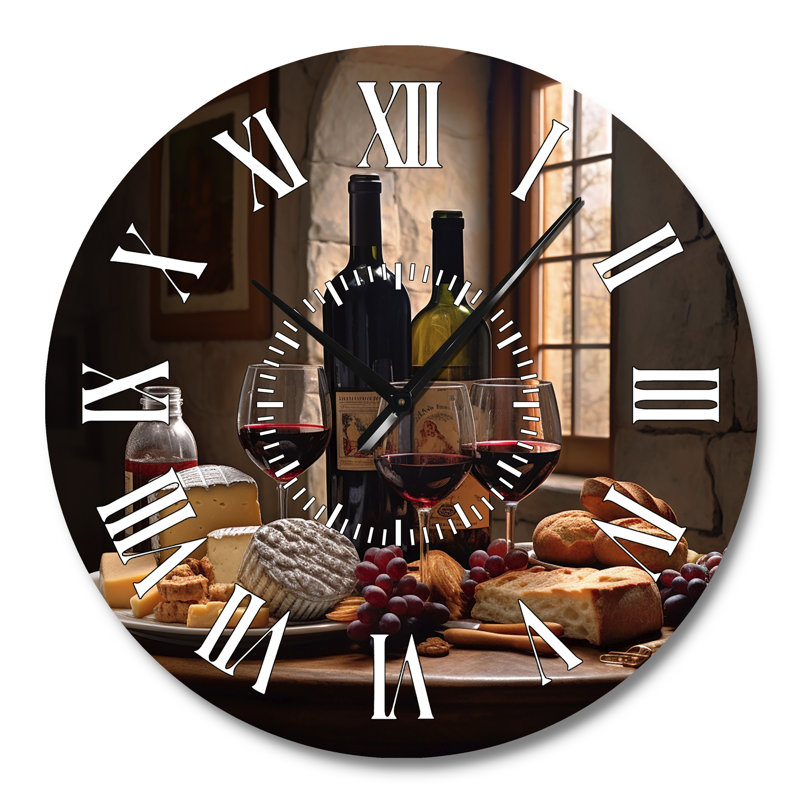 Horloge murale Cheese And Wine I - Vin et champagne, Grand