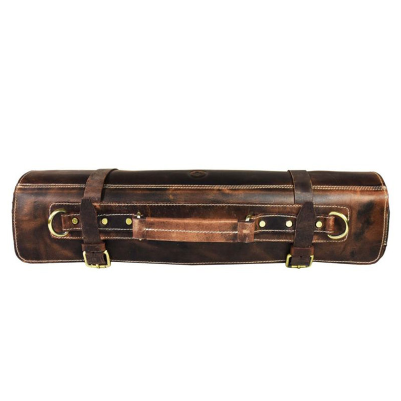 Aaron Leather Goods 13 Slot Knife Bag, Walnut Brown