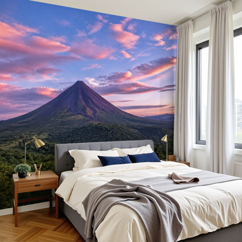 Papier peint adhésif auto-adhésif moderne pour la chambre à coucher Peel and Stick L 100 "x l 144" avec paysage de montagne