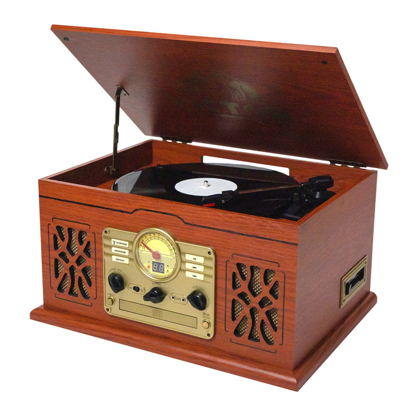 Decorative Record Player with Bluetooth, Mahogany
