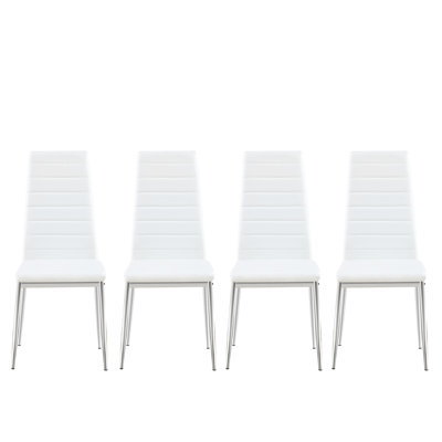 White Modern Style 4 - Chair Dining With Comfortable Pu Leather And Silver Legs, Space Saving For Small Spaces Shiny Creating A Warm Inviting Atmosphe by Ivy Bronx