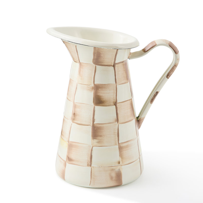 Emerald Check Medium Practical Pitcher, White/Mocha