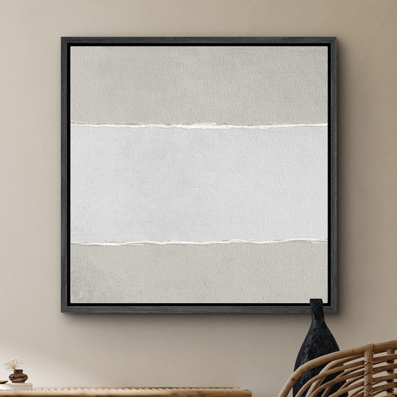 Motif géométrique à rayures géométriques sur fond gris, Noir, H 24 po x l 24 po x P 1,5 po