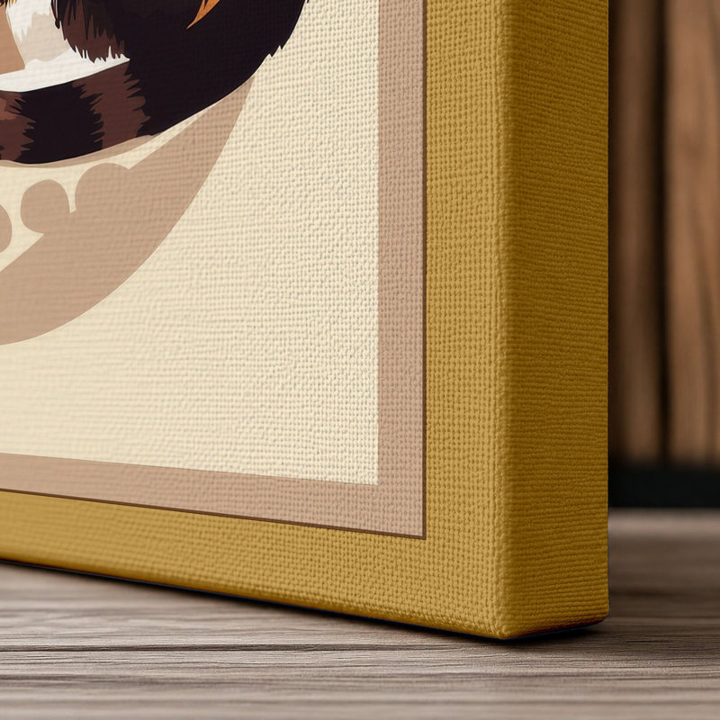 Sleeping Cat in Sage Boho - Wrapped Canvas, 18x12 - 45.7 x 30.5 cm, Ochre Border