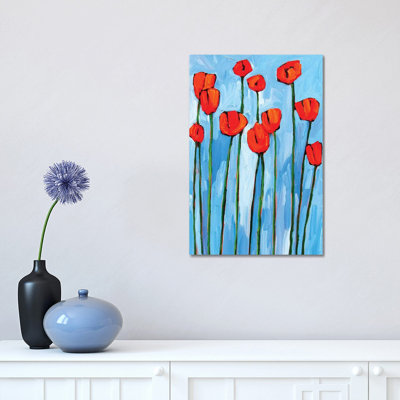 " Red Tulips on Blue " Painting