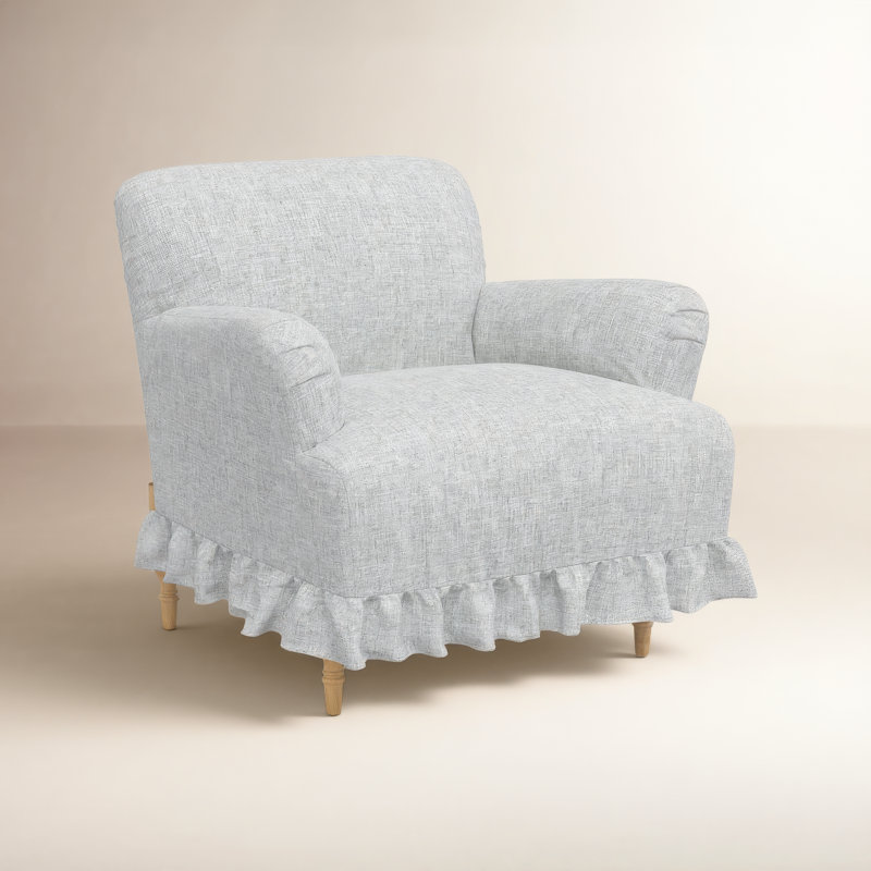 Maggie Ruffle Slipcover Armchair, Zuma Pumice Textured Linen