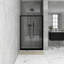 48 po X P 72 po H Porte de douche coulissante encadrée au fini noir mat avec verre trempé transparent
