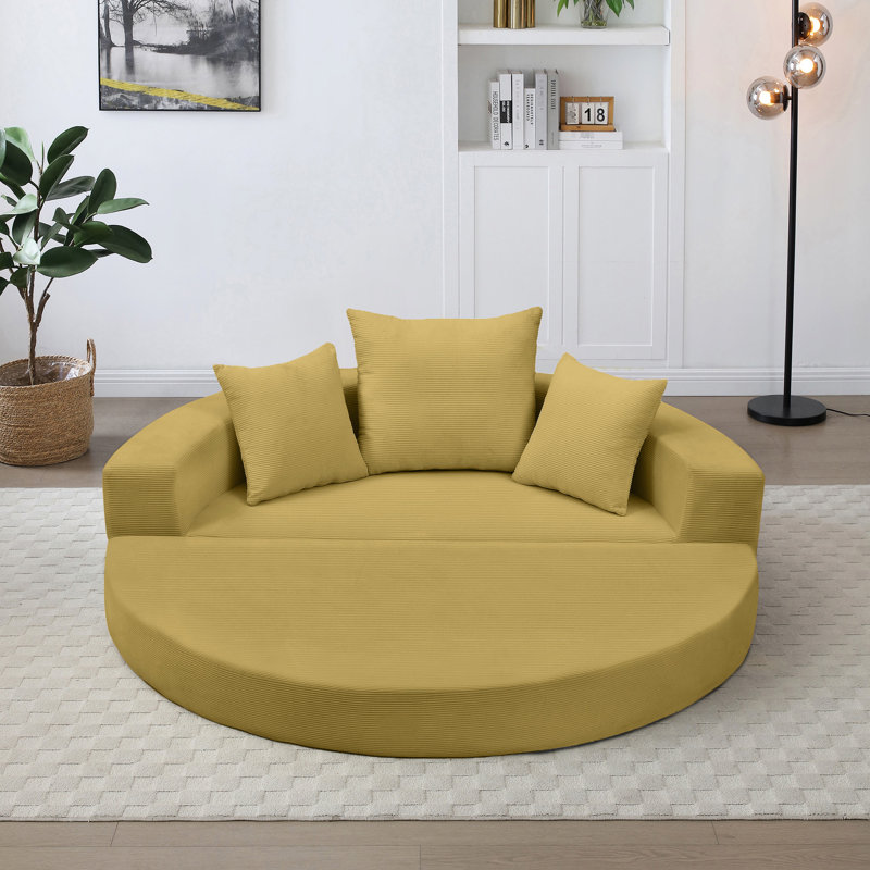 Futon en velours côtelé multifonctionnel, se transforme en matelas, mousse à haute densité, pour le salon, 2 sièges, futon convertible jaune sans assemblage, utilisation par les invités,