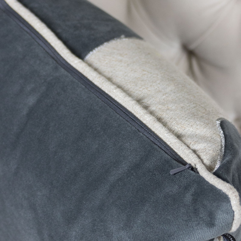 Holiday Appliqued Velvet Throw Pillow, Gray/Shiny Silver