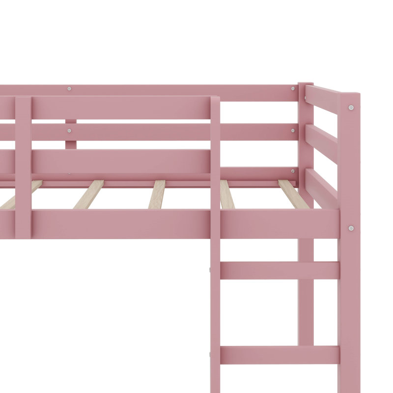 Lit mezzanine simple surélevé avec échelle, Rose