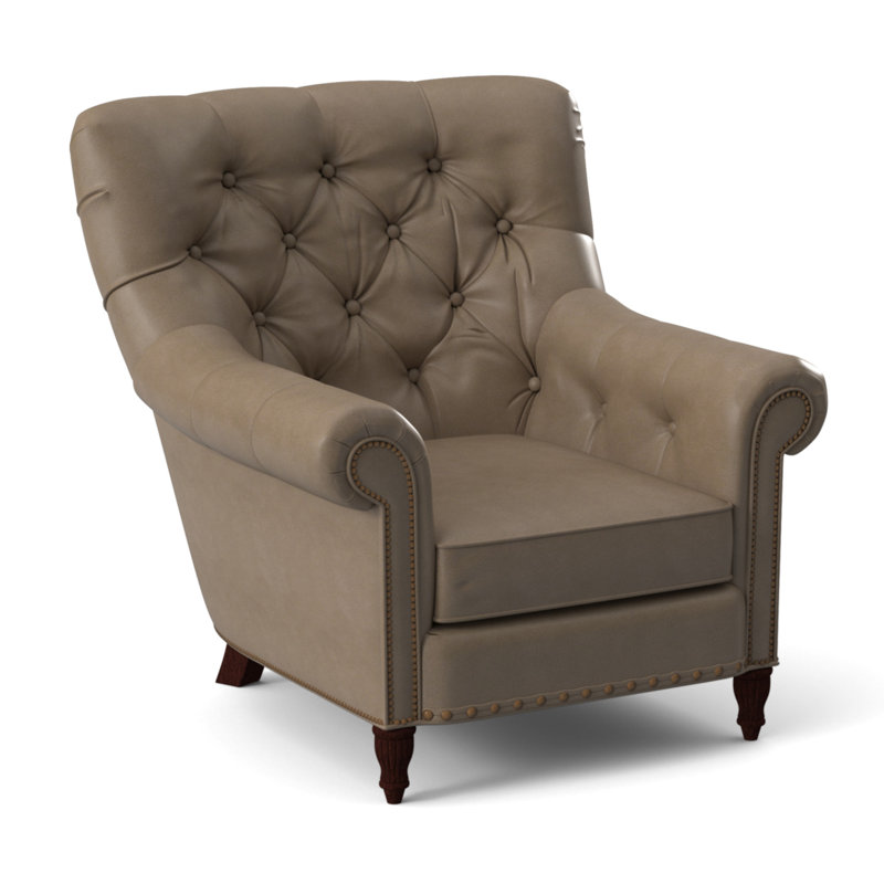 Kirby Leather Club Chair, #9 & #54 Natural, Anilina Cacao Genuine Leather, Mahogany