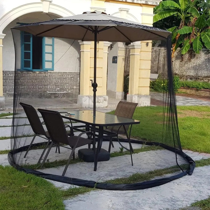 Moustiquaire 9/10 pi pour parasol de patio, tente moustiquaire d'extérieur avec porte à fermeture à glissière, filet en polyester pour parasols ronds de 9 à 10 pieds
