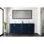 Meuble-lavabo double bleu marine 72 po W - 22 P 6 tiroirs, 2 armoires intérieures et 28 miroirs à tablette ouverte entièrement assemblés et X armoires, tiroirs pour tracas - Installation-704782351