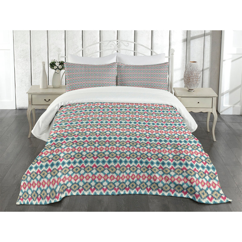 Ensemble de couvre-lit Ambesonne Ikat, Couvre-lit très grand + 2 taies décoratives stan
