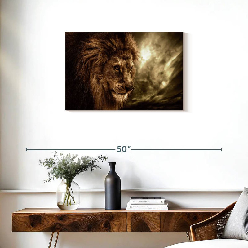 Lion du ciel orageux, H 20 po x l 30 po