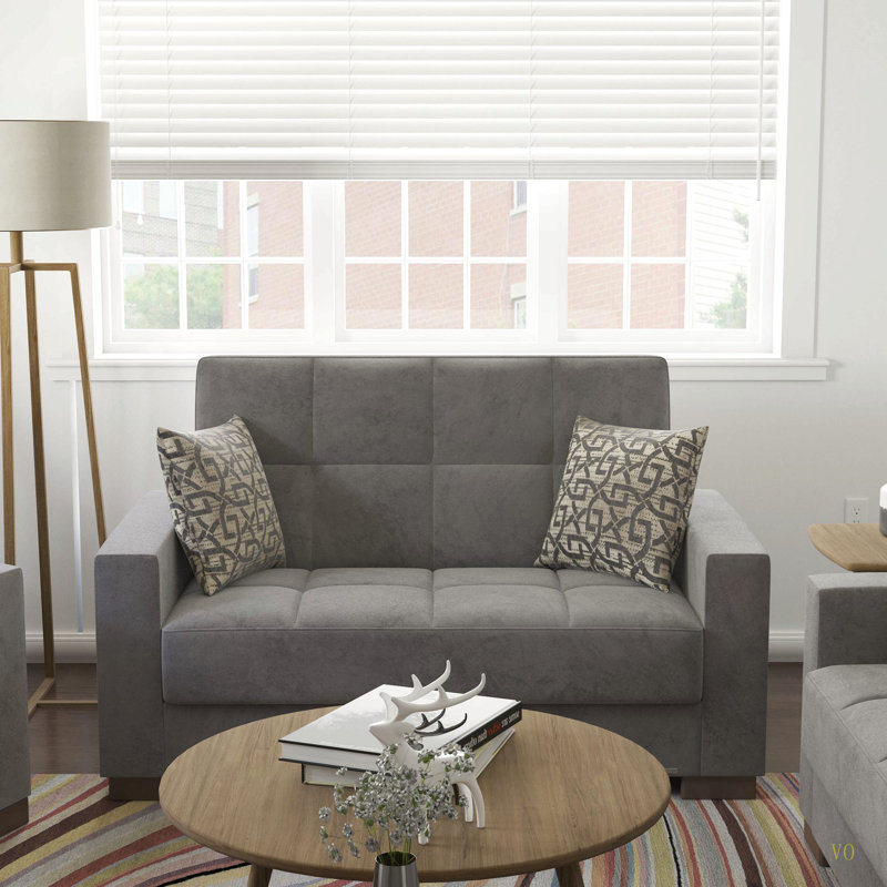 Causeuse rembourrée en bois avec rangement Collection, Gris