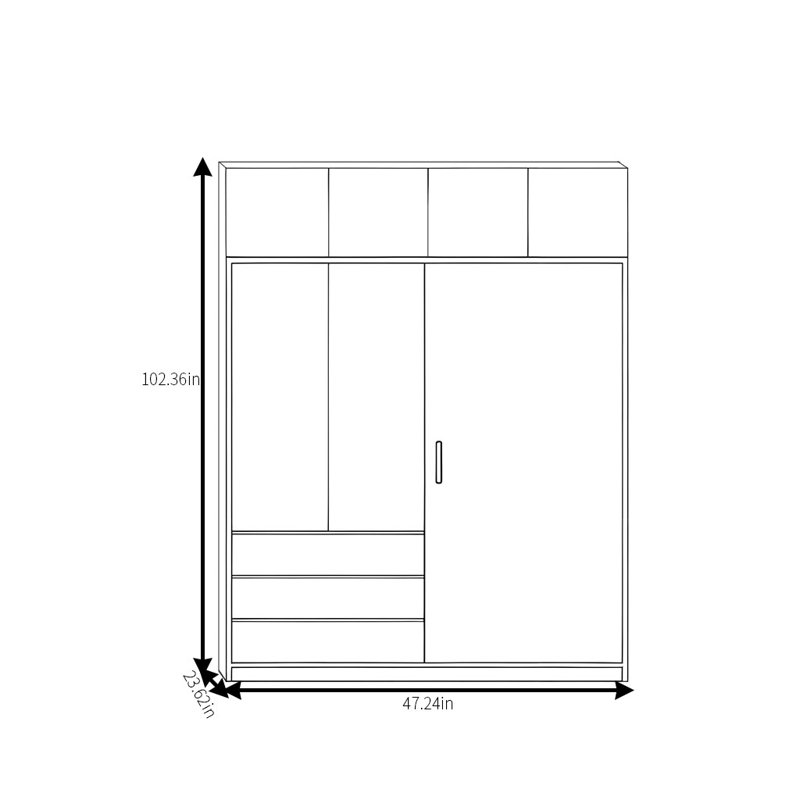 Garde-robe simple couleur noyer, H 102,36 po x l 47,24 po x P 23,62 po