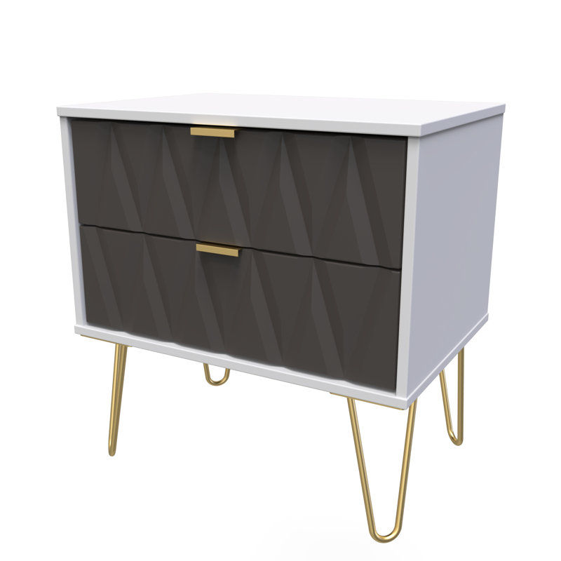 Baturhan 2 Drawer Midi Chest (Ready Assembled), Graphite/Grey