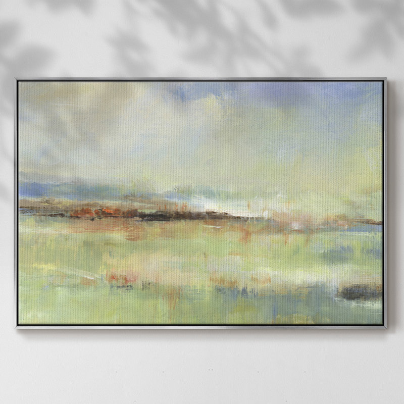 " Obfuscate II " Painting Print, 17" H x 25" W x 2" D, Silver Framed Canvas