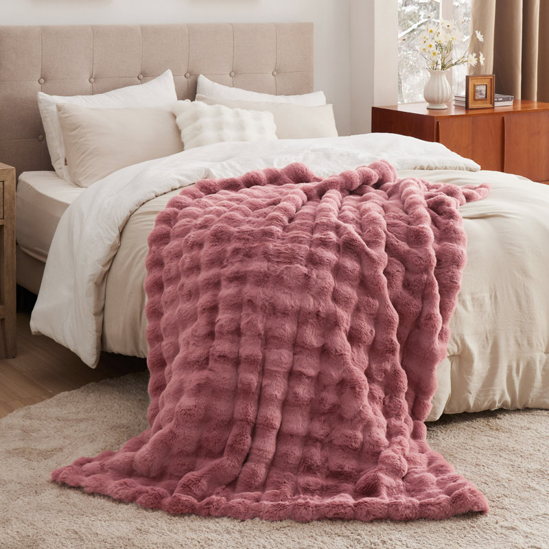 Literie Fluffy, Rose foncé, Jeté XL