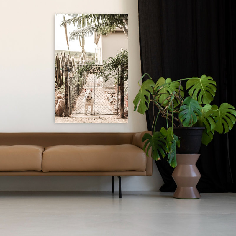 Art contemporain, paysage abstrait, palmier, cactus, H 48 po x l 32 po