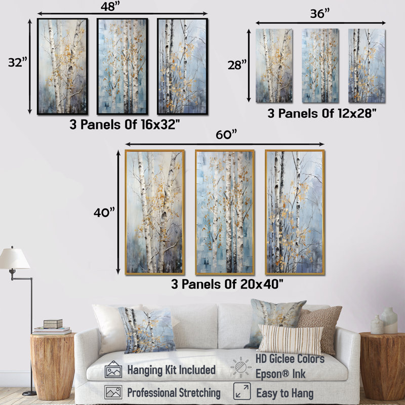 Ensemble de 3 décorations murales argentées et bleues, Cadre flottant noir, H 40 po x l 60 po