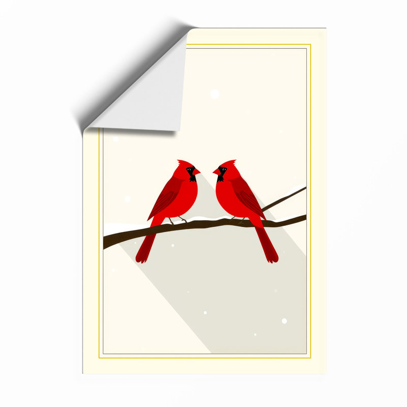Pair Of Cardinals Modern - Print, Unframed, A2 - 59.4 x 42.0 cm