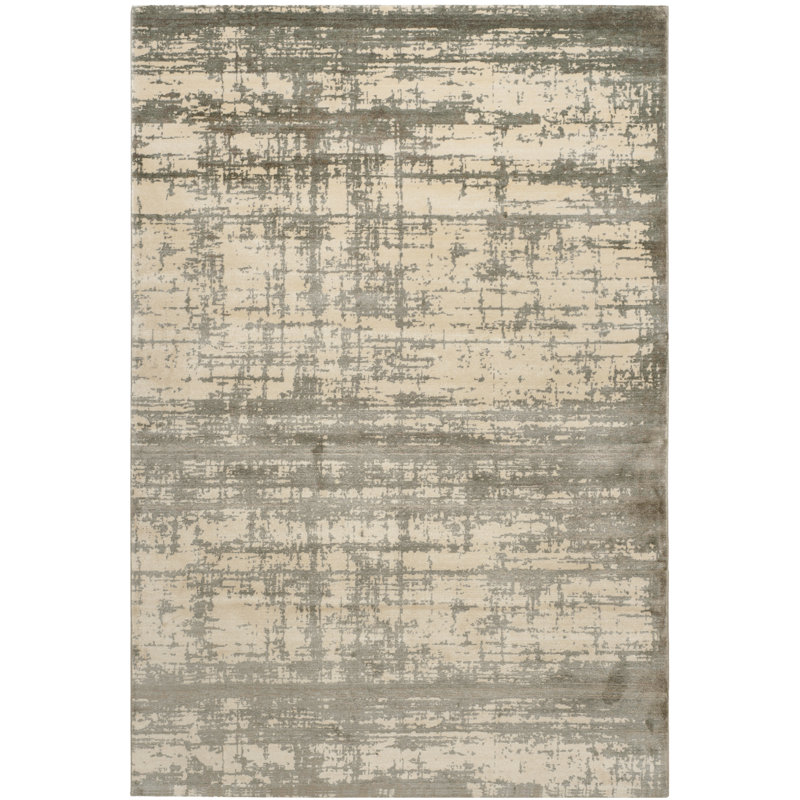 Tapis tibétain en viscose tissé à la main, Rectangle 6 pi x 9 pi