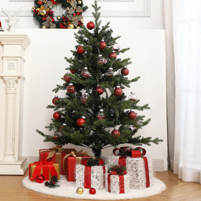 Lighted Gift Boxes Christmas Decoration, Set of 3 Light Up White Christmas Boxes with Red Ribbons