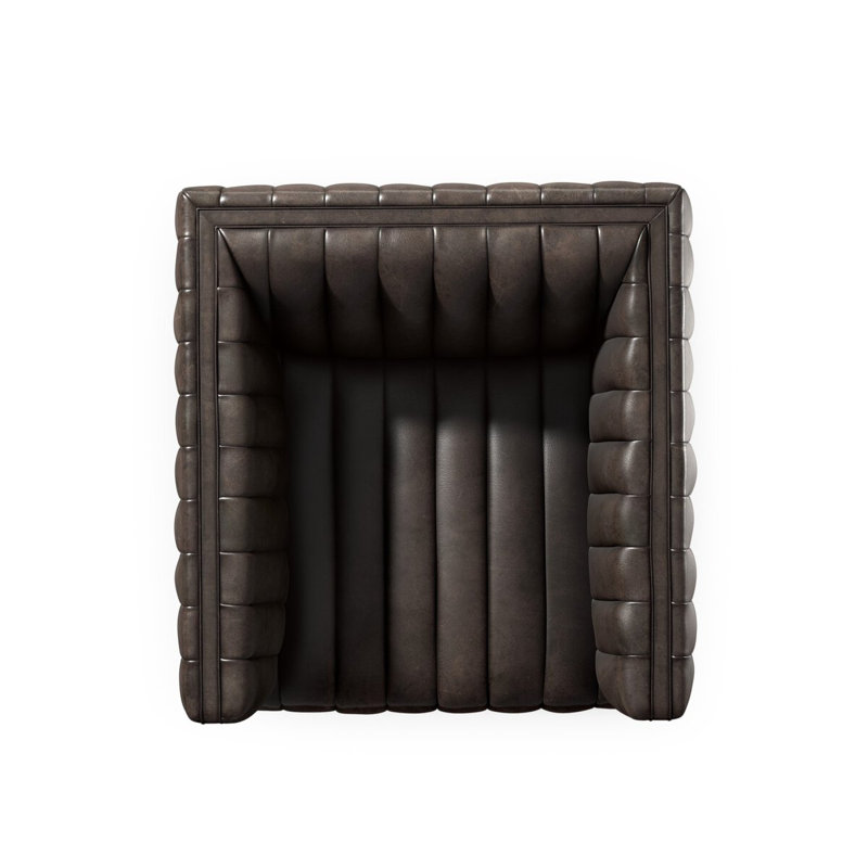Augustine Swivel Club Chair, Deacon Wolf Genuine Leather