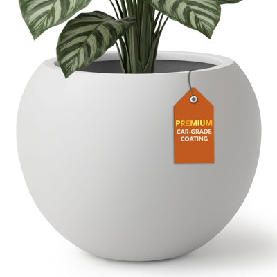 16-Inch Indoor/Outdoor Fiberstone Sphere Ball Planter - Light French Gray (Opening 10.7")
