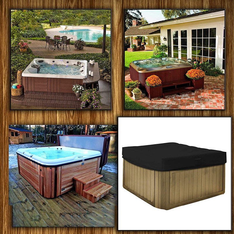 Heavy Duty Multipurpose Outdoor Square Hot Tub Cover, UV Resistant & Waterproof Spa Cover Protector, 35.6cm H x 215.9cm W
