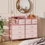 Commode télé avec prise de courant, commode de chambre à coucher avec 9 tiroirs, commode de salon, couloir (rose)-1635436793